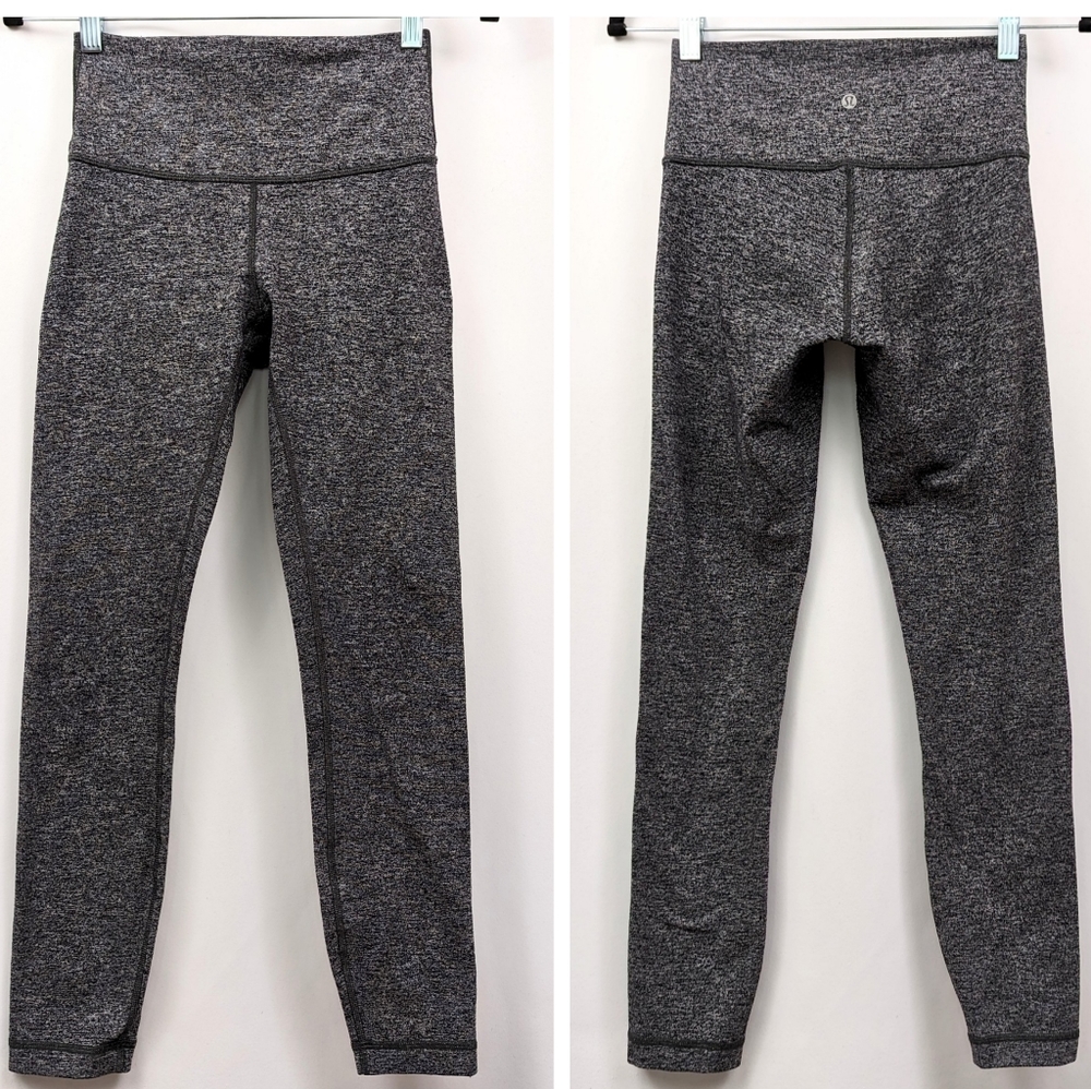 Lululemon Wunder Under High Rise 7/8 Tights Heathered Black 25" inseam size 6